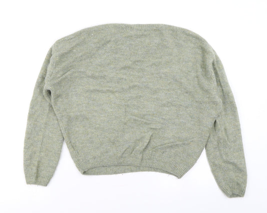 H&M Girls Green Knit Pullover Jumper Size 11-12 Years