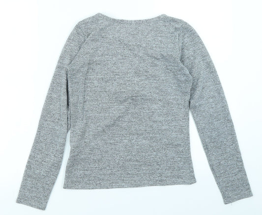 Lipsy Womens Grey Knit Basic T-Shirt Size S