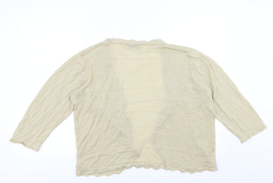Le Bon Marché Womens Gold Cardigan Jumper Size XL