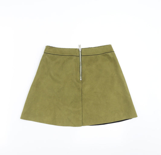 Only Womens Green A-Line Skirt Size 6 - faux suede