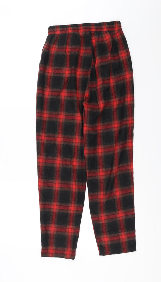 PRETTYLITTLETHING Womens Black Check Jogger Trousers Size 8 L25 in