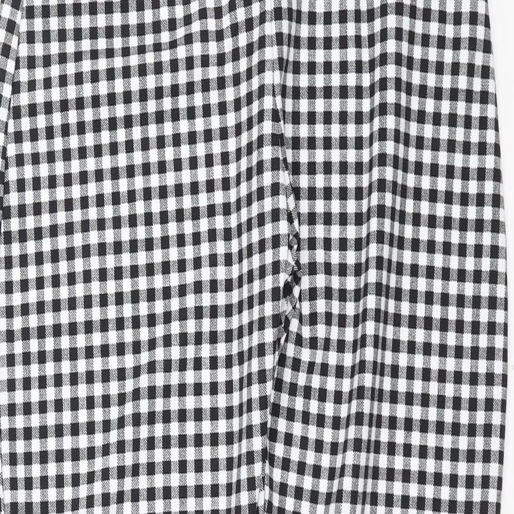 PRETTYLITTLETHING Womens Black Check Trousers Size 10 L24 in