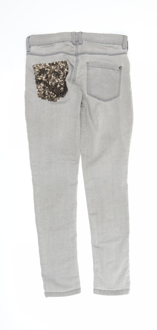 NEXT Girls Grey Denim Skinny Jeans Size 12 Years
