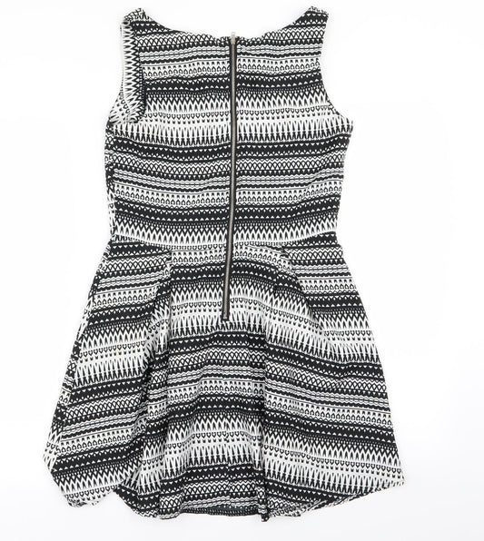 MELA LOVE LONDON Womens White Geometric Fit & Flare Size 10