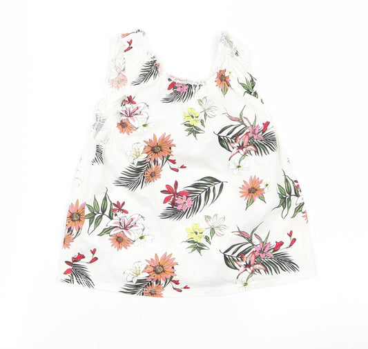 H&M Girls White Floral Basic Tank Size 2-3 Years