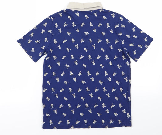 boys Boys Blue Basic Polo Size 9-10 Years - skull print
