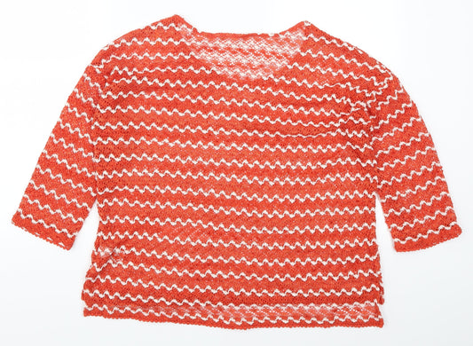 NEXT Womens Red Striped Pullover Jumper Size 12 - Zig Zag