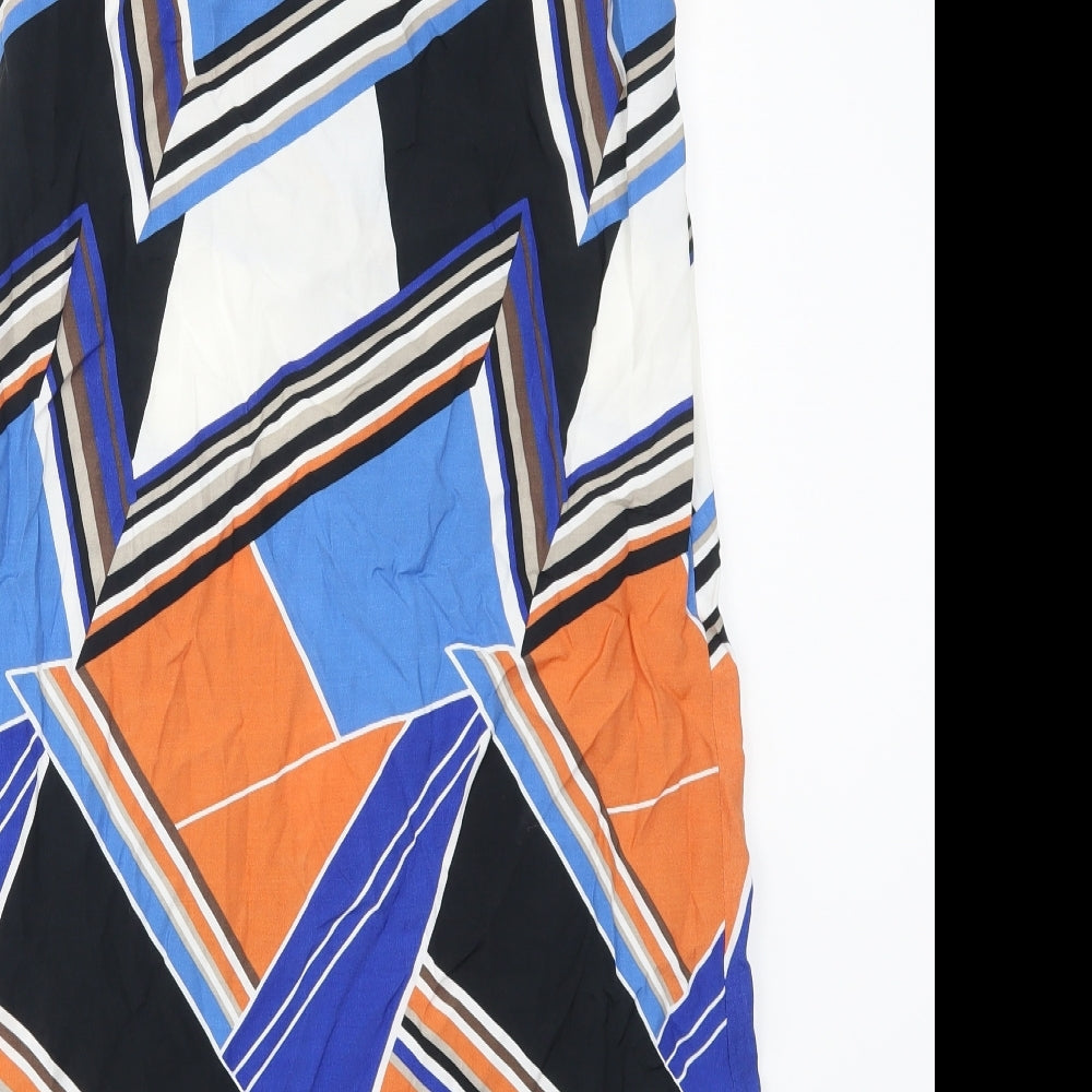 Dorothy Perkins Womens Multicoloured Geometric Tank Dress Size 12 - Blue and Orange