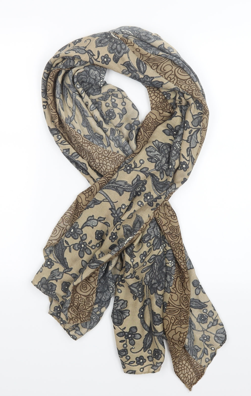 Preworn Womens Grey Floral Scarf