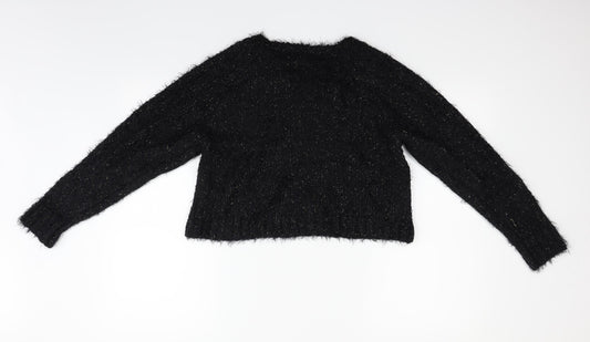 wearing your heart on your sleeve Womens Black Geometric Pullover Jumper Size M