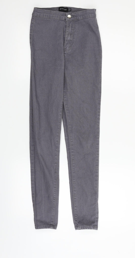 PRETTYLITTLETHING Womens Grey Skinny Jeans Size 8 L27 in
