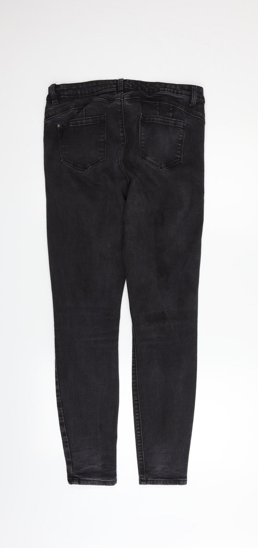 deniem & co Womens Black Straight Jeans Size 16 L27 in