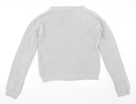 Glamorous Womens Silver Pullover Jumper Size M