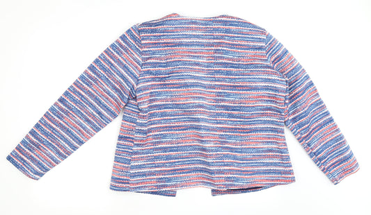 Anne De Lancay Womens Blue Striped Jacket Size L