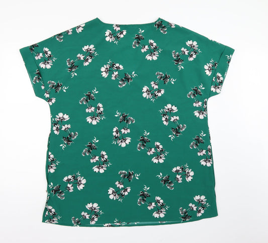 JD Williams Womens Green Floral Chiffon Basic Blouse Size 18