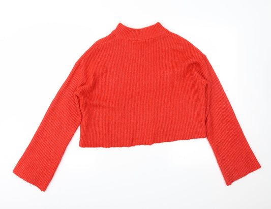 Divided Womens Orange Knit Pullover Jumper Size S