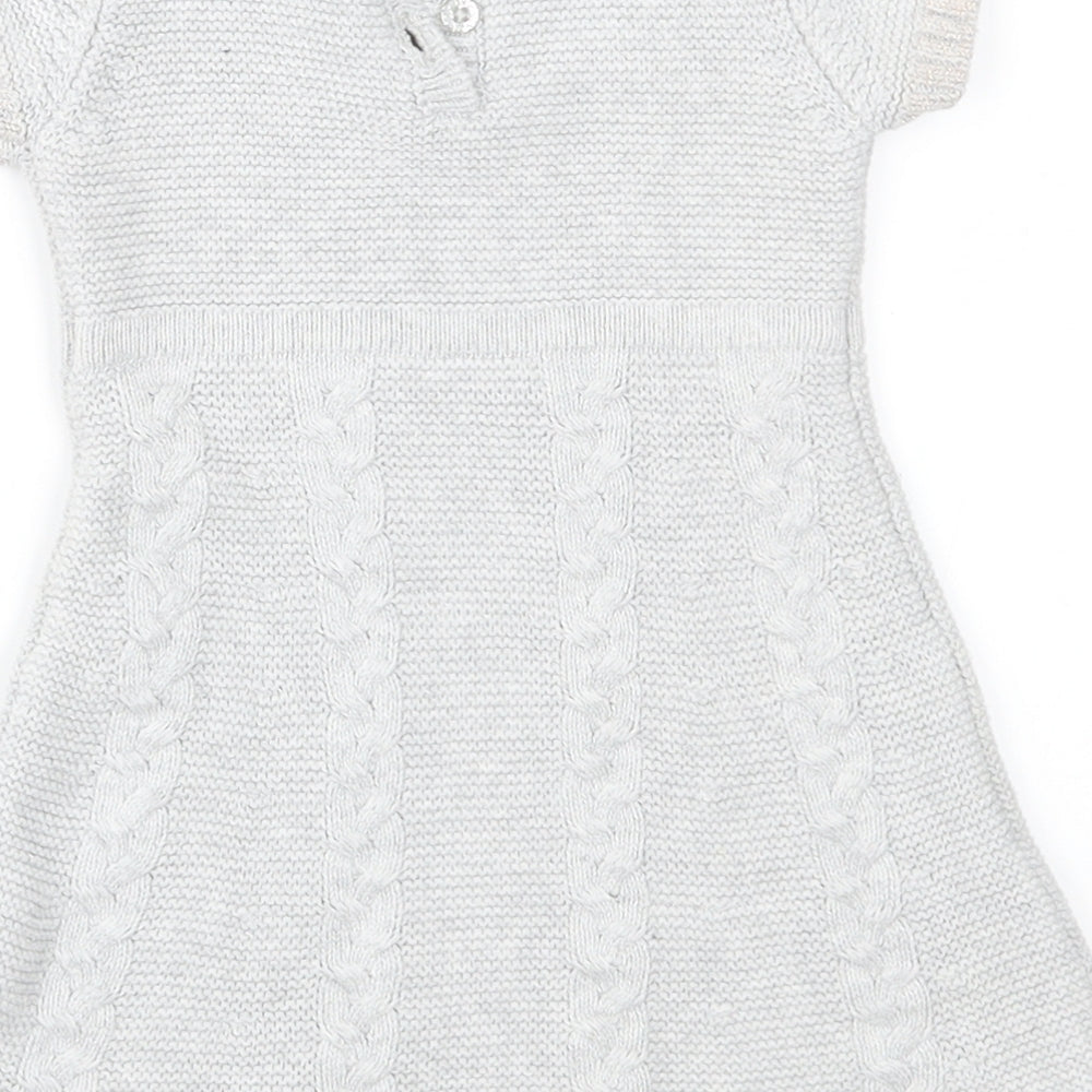 Primark Girls Grey Knit Jumper Dress Size 12-18 Months