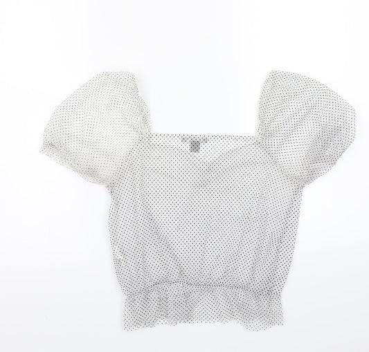 Primark Girls White Polka Dot Basic T-Shirt Size S