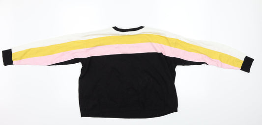 New Look Womens Black Striped Pullover Jumper Size M