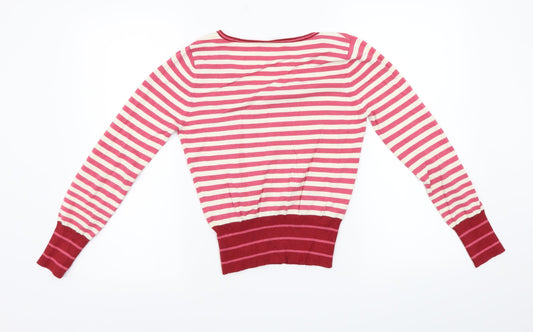 Marks and Spencer Womens Pink Striped Pullover Jumper Size 12