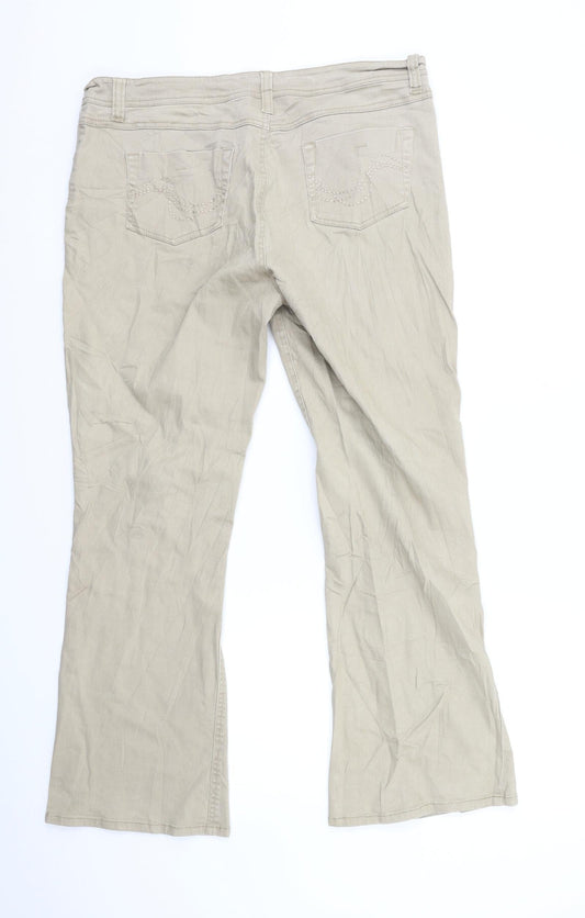 X-Mail Womens Beige Denim Flared Jeans Size 16 L29 in