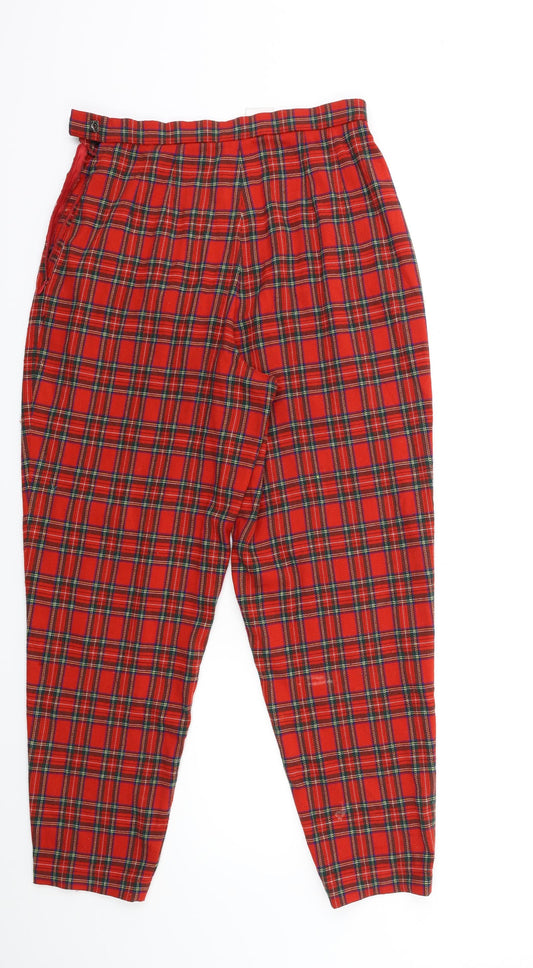 key wear Womens Red Check Trousers Size 23 in L26 in