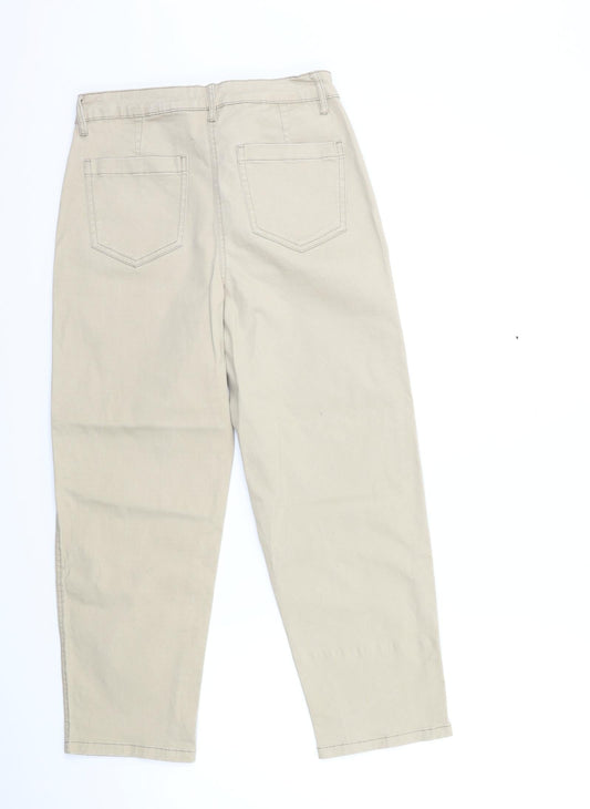Papaya Womens Beige Cropped Trousers Size 10 L25 in