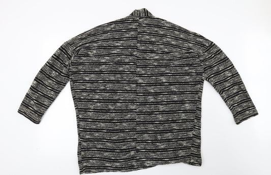 Miss Selfridge Womens Black Striped Cardigan Jumper Size 16