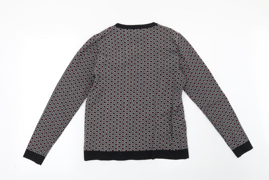 Papaya Womens Black Geometric Pullover Sweatshirt Size 14