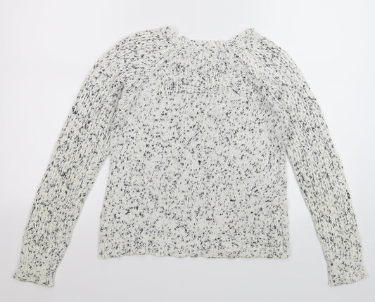 Zoe Womens White Knit Pullover Jumper Size S