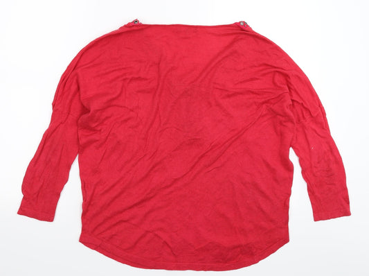 Elogy Womens Red Knit Pullover Jumper Size S