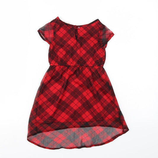H&M Girls Multicoloured Check T-Shirt Dress Size 2-3 Years