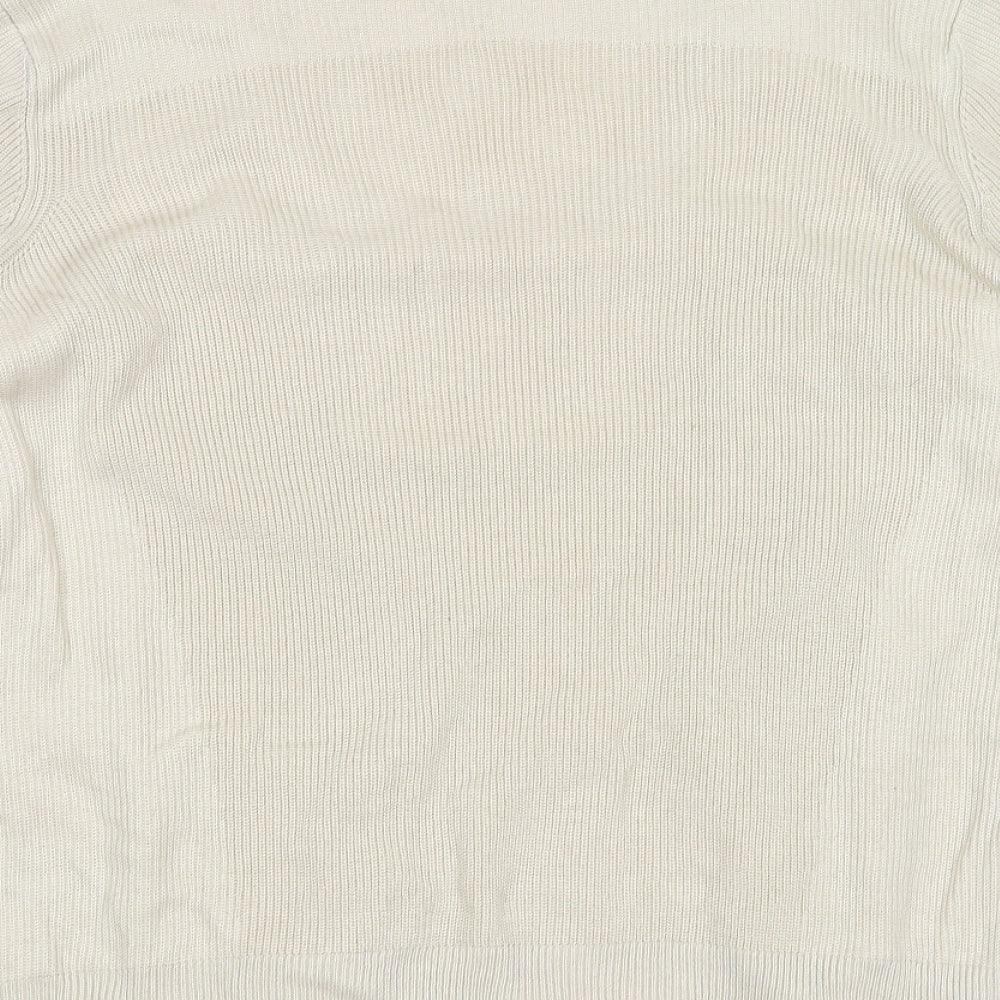 Marks and Spencer Womens Beige Floral Cardigan Jumper Size 16 - under shirt detail, floral lace