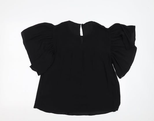 H&M Womens Black Basic Blouse Size 10 - Sheer