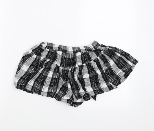 NEXT Girls Black Plaid Hot Pants Shorts Size 7 Years