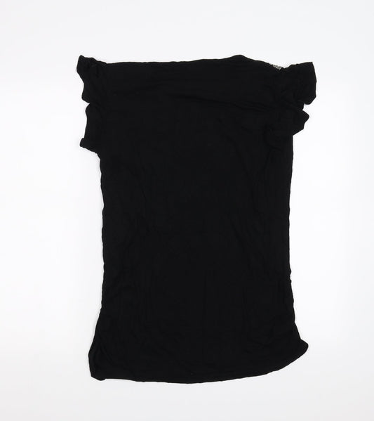 Yessica Womens Black Basic Blouse Size L - beaded shoulder