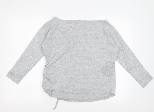 Boohoo Womens Grey Pullover Jumper Size 10 - Floral Embroidery
