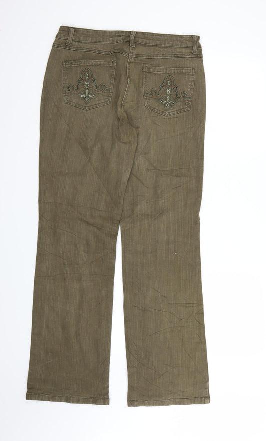 Vunic Womens Green Denim Bootcut Jeans Size 32 L32 in