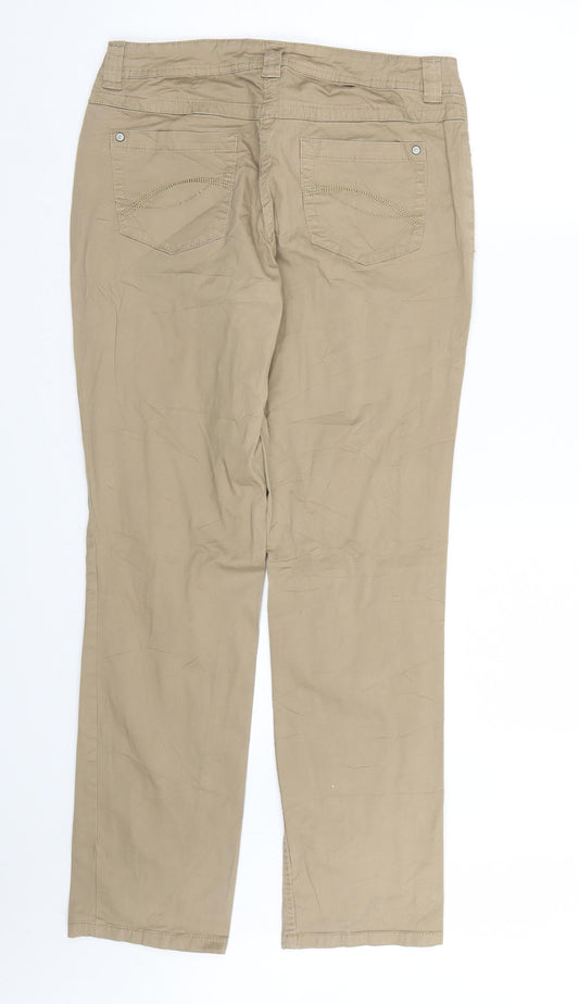 Cecilia Classics Womens Brown Chino Trousers Size 12 L31 in
