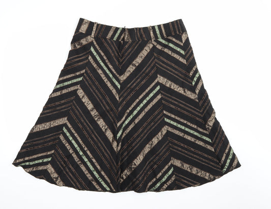Preworn Womens Brown Striped A-Line Skirt Size 38 in
