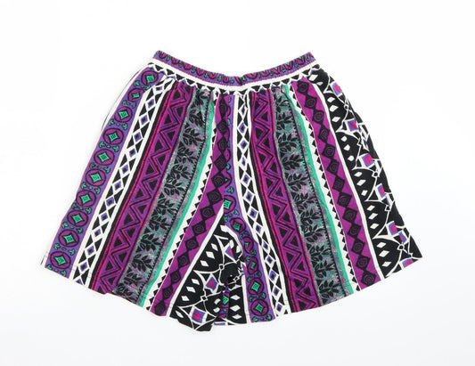 BHS Womens Purple Geometric Hot Pants Shorts Size S