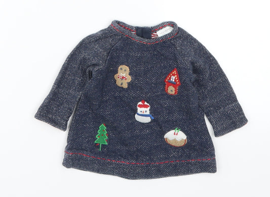 Next Baby Blue Pullover Jumper Size 0-3 Months - Christmas Prints