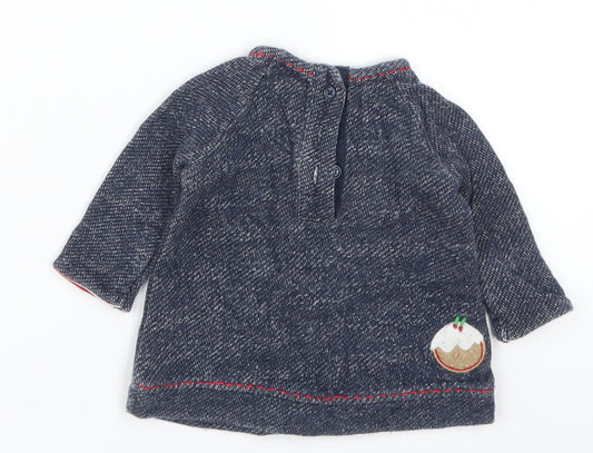 NEXT Baby Blue Pullover Jumper Size 0-3 Months - Christmas Prints