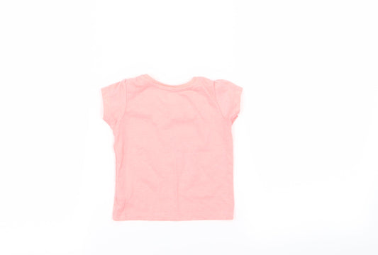 Primark Girls Pink Basic T-Shirt Size 6-9 Months - butterfly