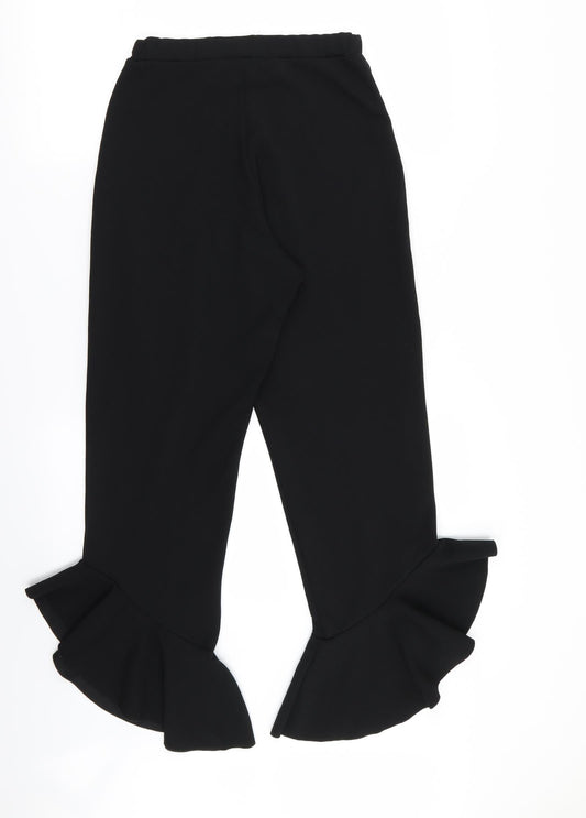 Quiz Womens Black Trousers Size 10 L25 in - Stretch waistband/FLARED