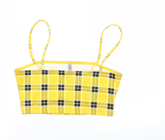 H&M Womens Yellow Check Camisole Tank Size S