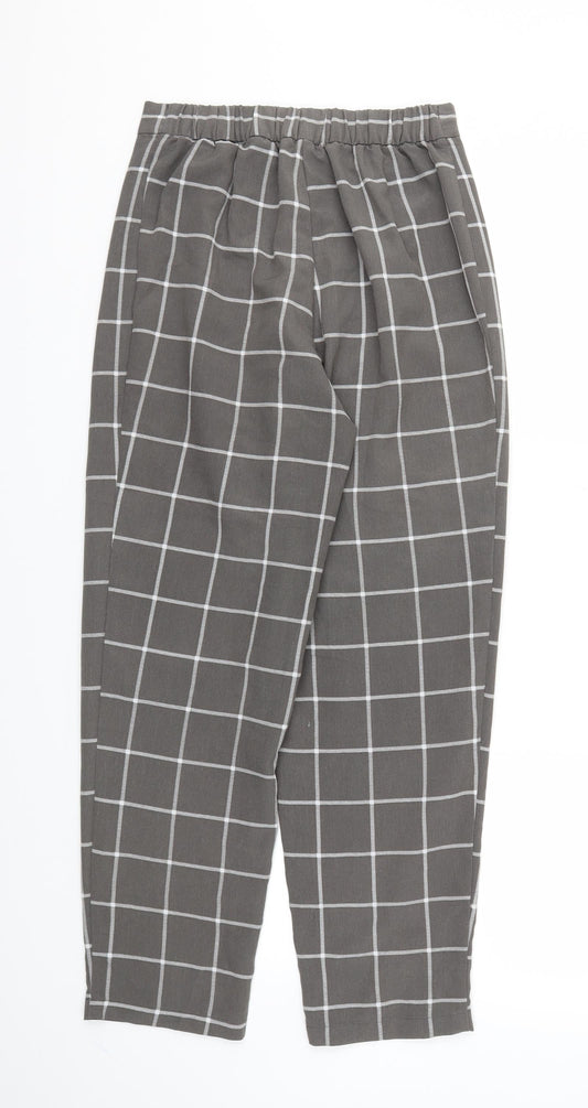 H&M Womens Grey Check Jegging Trousers Size 6 L26 in - Stretch waistband