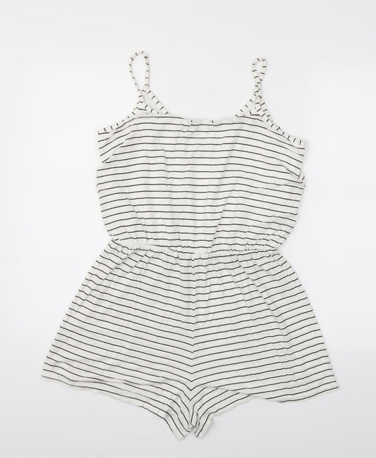 Select Womens White Striped Jumpsuit One-Piece Size 12