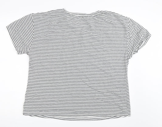Riklo Womens Grey Striped Basic T-Shirt Size M