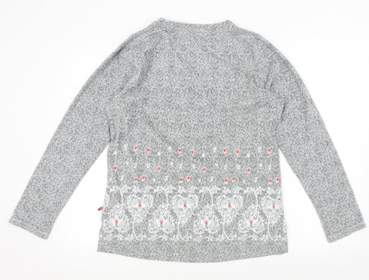 KAY Womens Grey Geometric Pullover Jumper Size L
